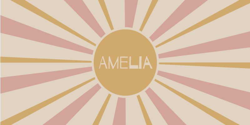 Covor de vinil cu nome text sunburst personalizabil - TenStickers