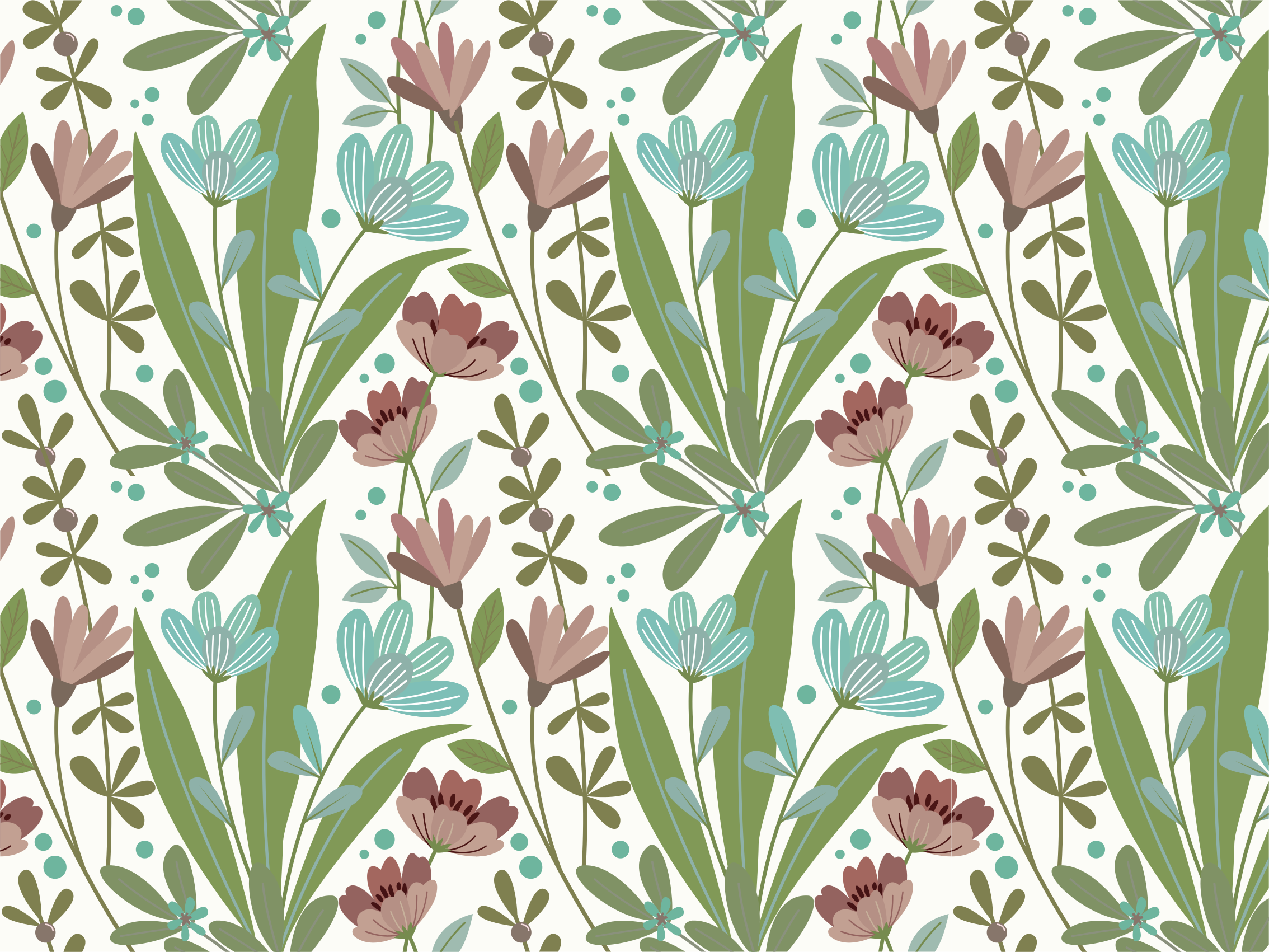 Covor vinil flori și plante floral Botanical Pattern - TenStickers