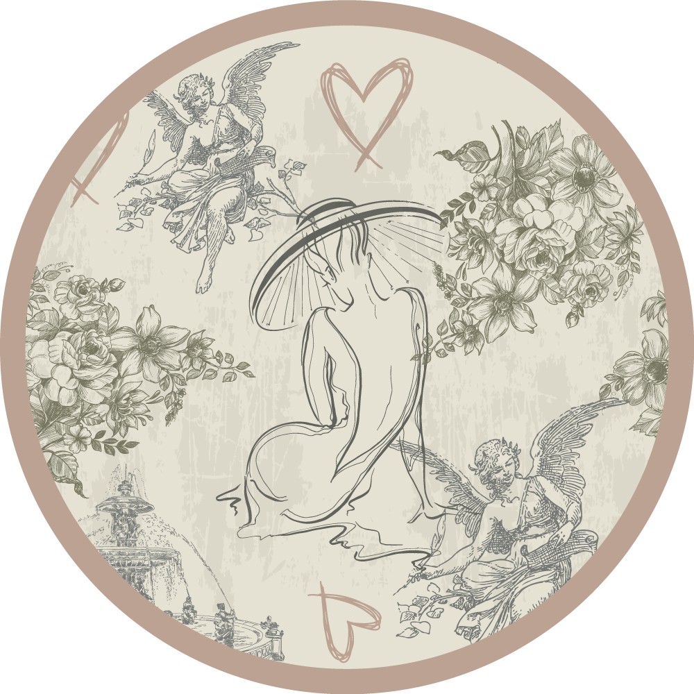 Covor de vinil epocă motiv floral îngeresc circular - TenStickers