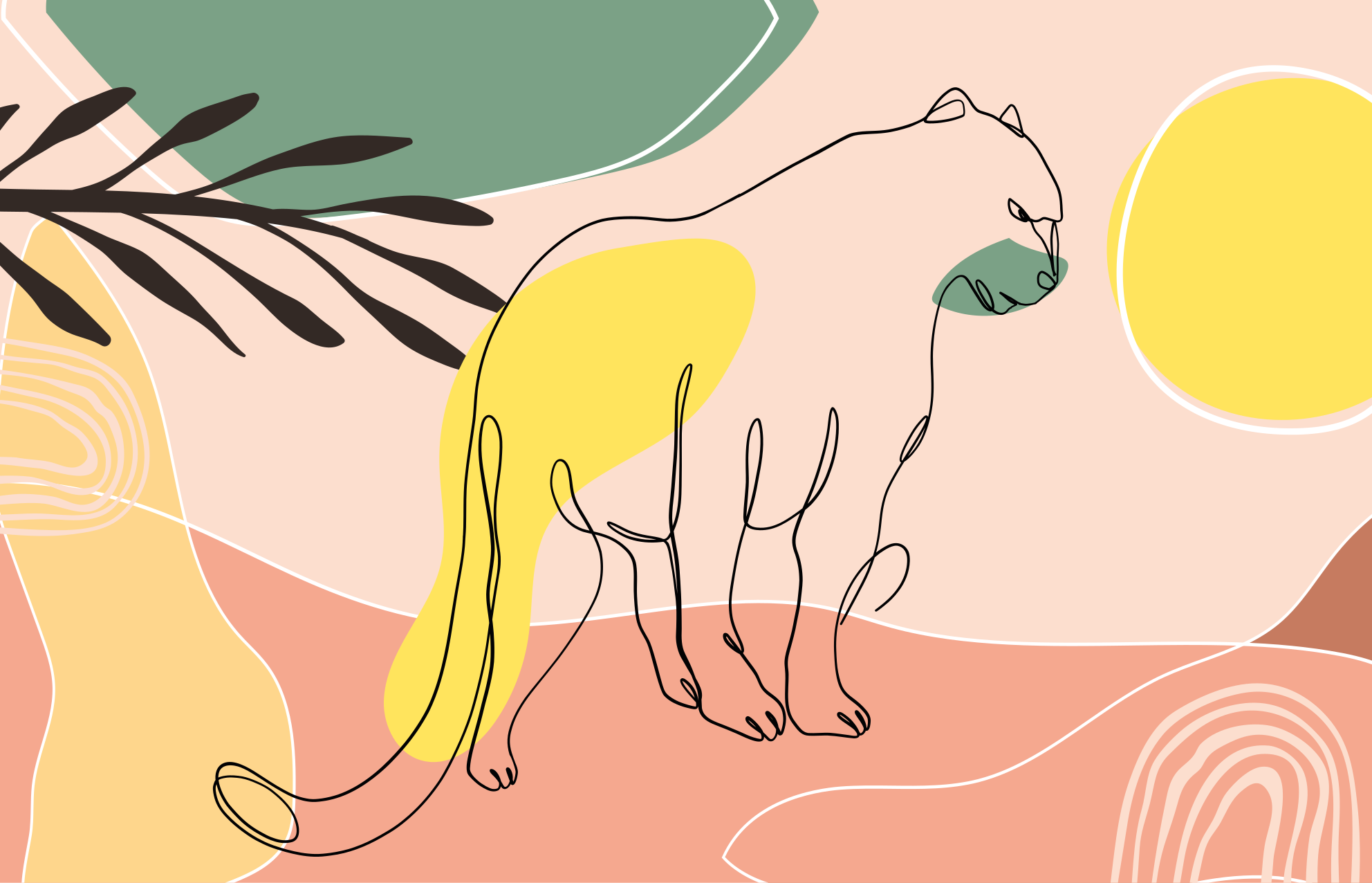 Covoraș cu animale pantera desenat manual - TenStickers