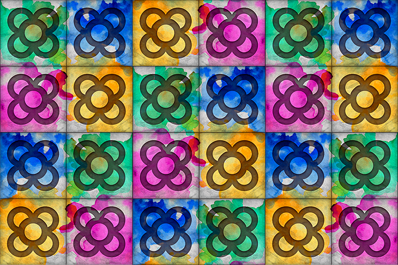 Covor de vinil epocă placă de gresie coloratăPlacă de gresie colo - TenStickers