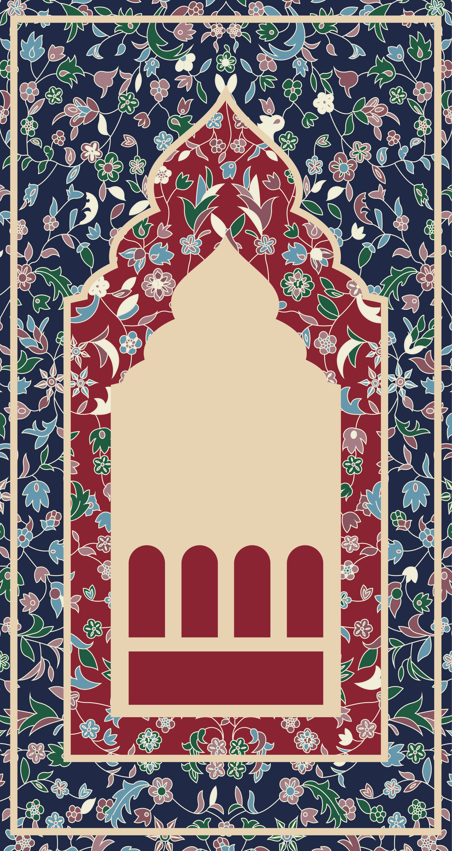 Covor de vinil dreptunghi model de flori orzez persan - TenStickers