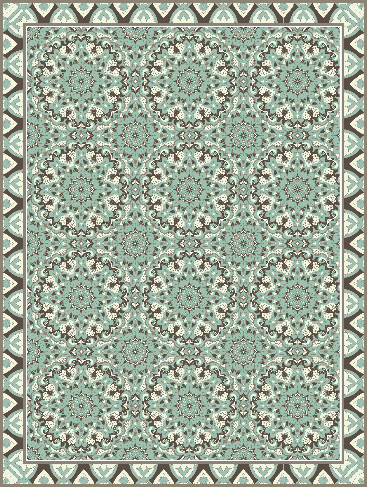 Covor de vinil pentru sala de mese model de faianță florală - TenStickers