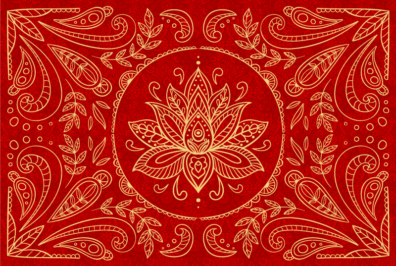 Covor vinil roșu design de mandala vintage - TenStickers