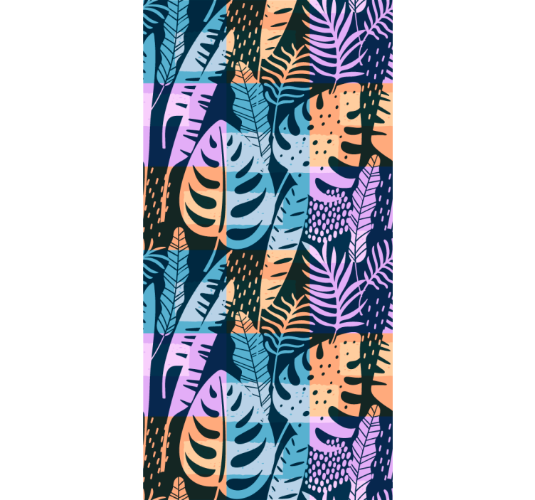 Tapet de frunze arta colorata tropicala - TenStickers