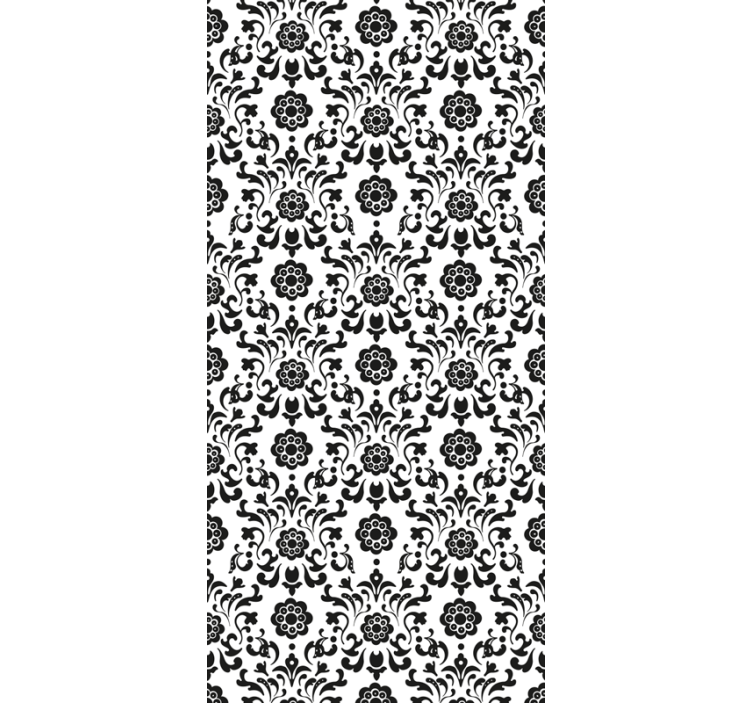 Tapet floral clasic alb-negru - TenStickers