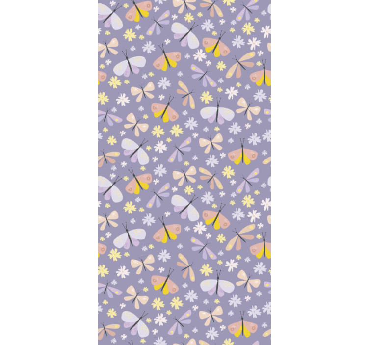 Fluture tapet flori elegante mov - TenStickers