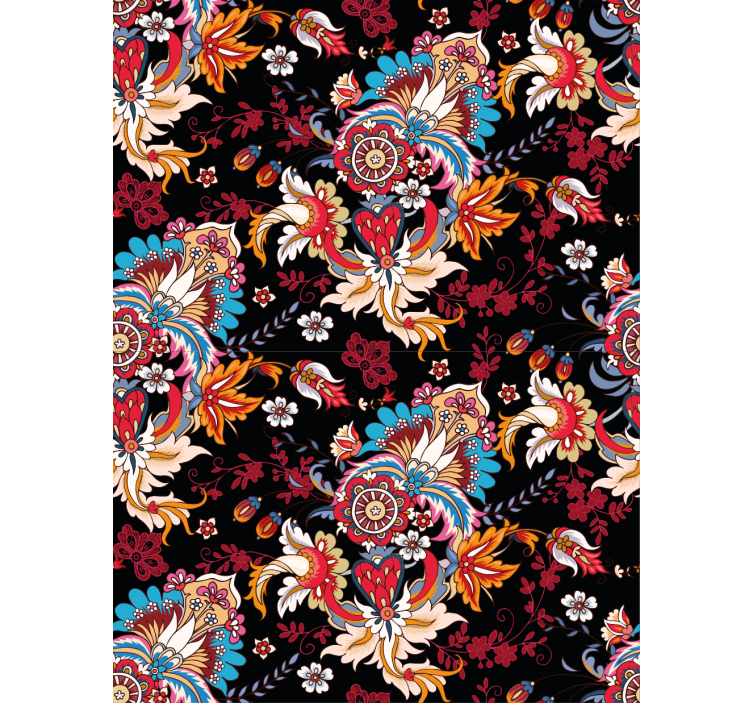 Tapet ornamental cu motiv botanic vibrant - TenStickers