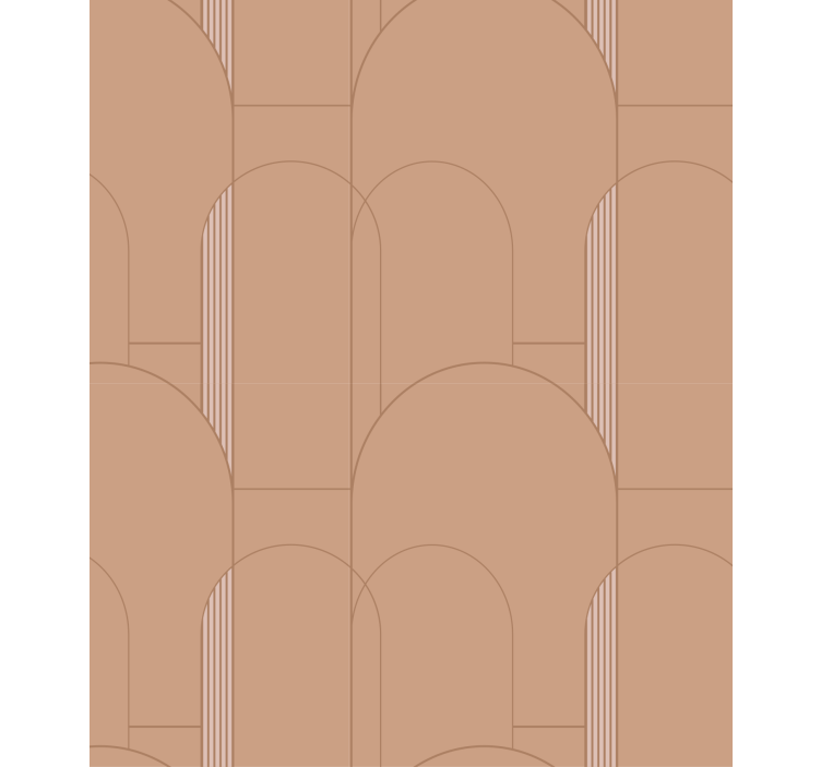 Tapet de sufragerie cu model geometric circular terracotta - TenStickers