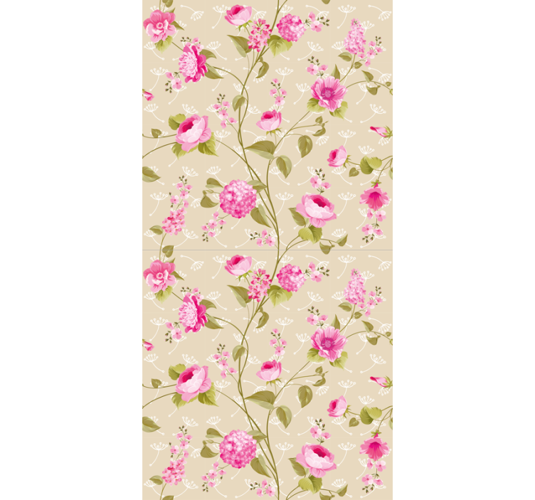 Tapet de sufragerie cu flori roz elegante - TenStickers