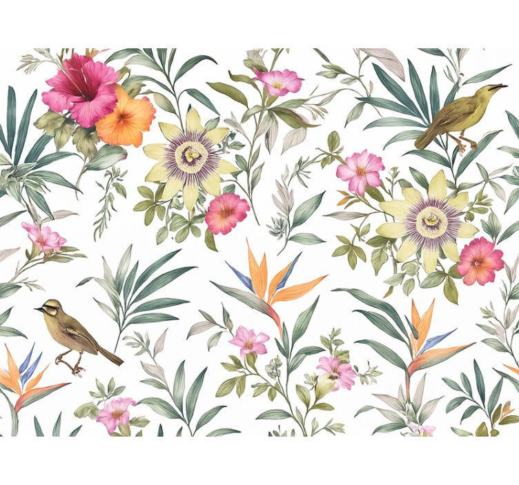 Tapet dormitor design floral albastru - TenStickers