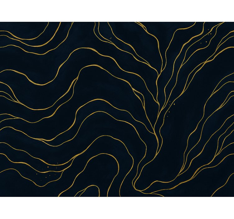 Tapet dormitor marmură albastră Întunecată și aurie - TenStickers