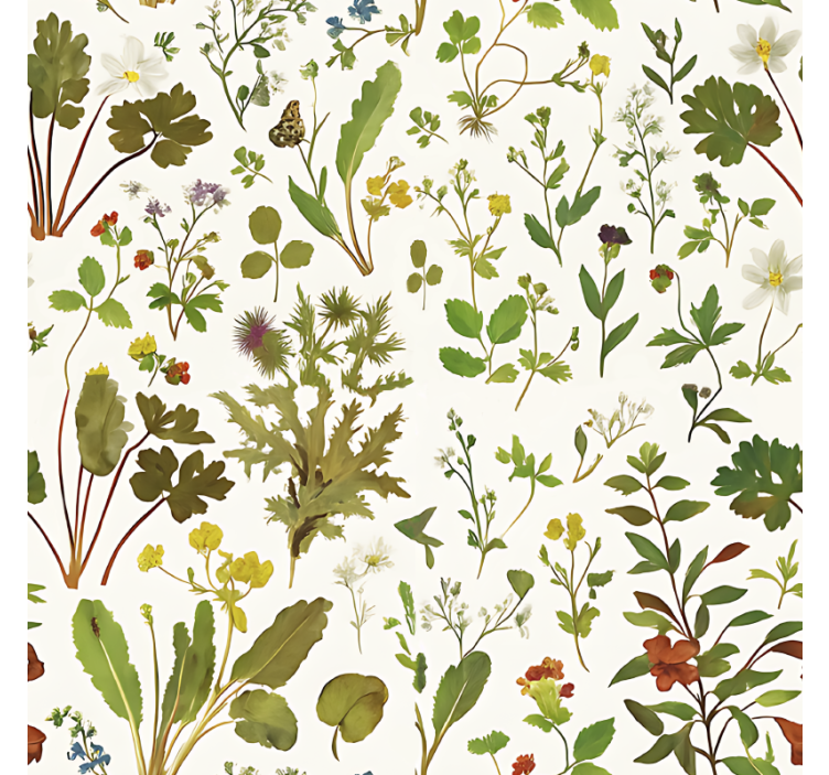 Tapet dormitor design botanic pe fundal alb - TenStickers