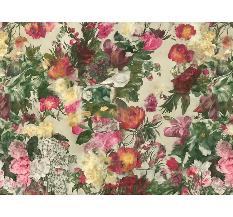 Tapet dormitor design pictură flori vintage - TenStickers