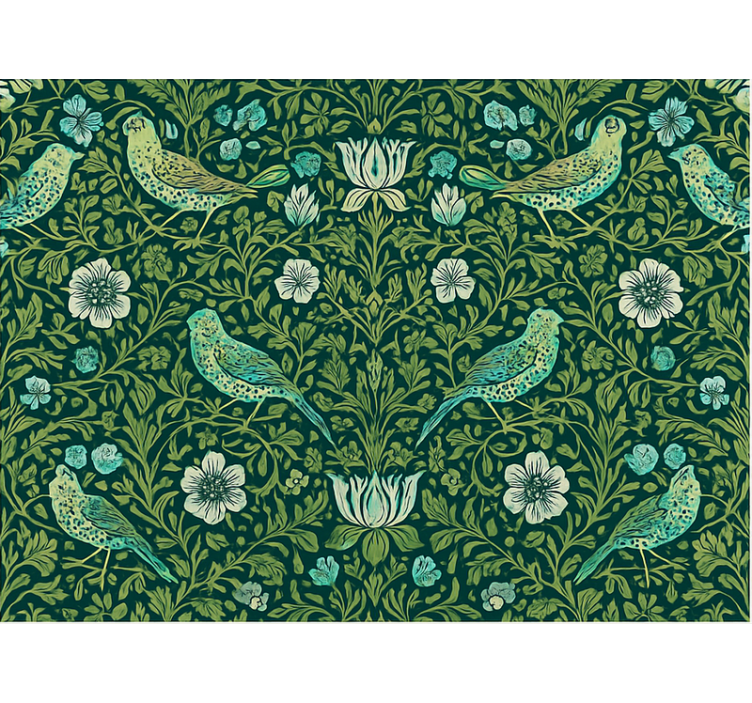 Tapet dormitor floral și cu păsări ornamentale - TenStickers