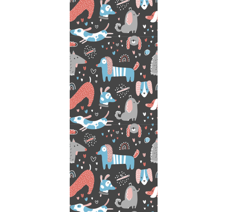 Tapet dormitor ilustrație cu câini drăguți - TenStickers