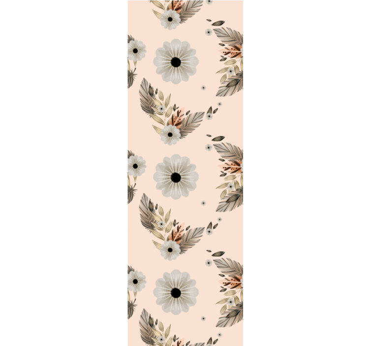 Tapet dormitor flori pastel roz și negre - TenStickers