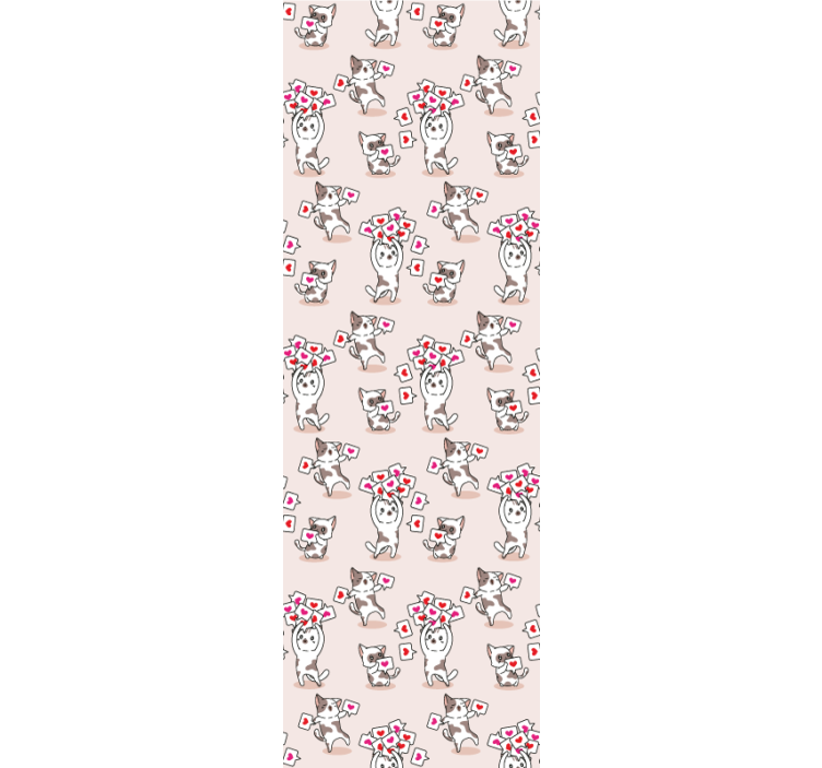 Tapet dormitor model pisici cu inimioare - TenStickers