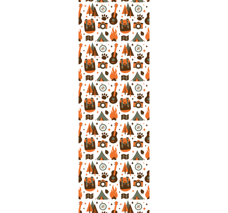 Tapet dormitor munte cu urs și foc de lemne - TenStickers