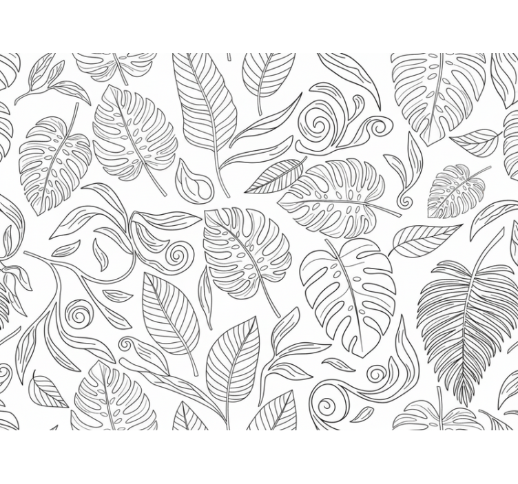 Tapet modern botanic alb-negru b09ky95cjn - TenStickers