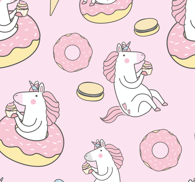 Tapet roz unicorn pentru copii - TenStickers