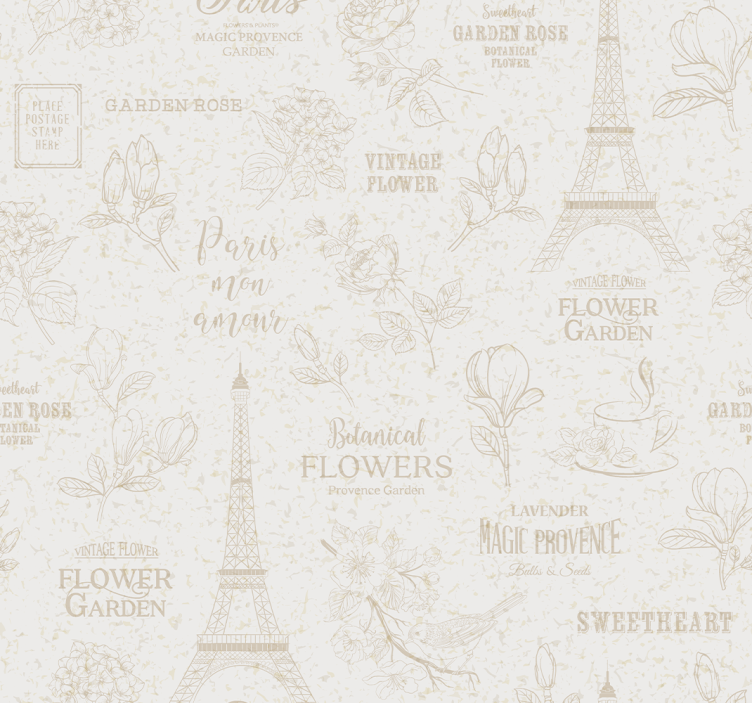 Tapet ornamental schiță florală din paris - TenStickers