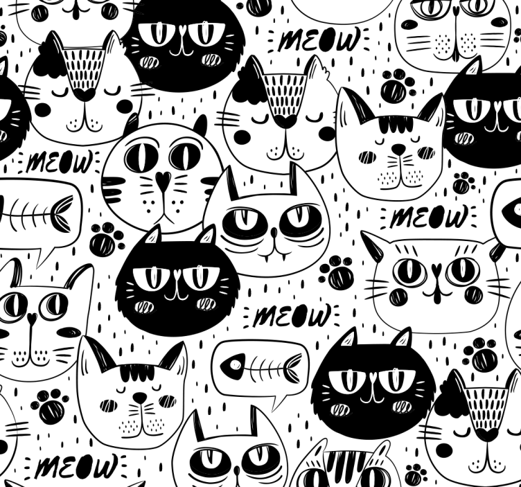 Tapet pisici doodles de pisică - TenStickers
