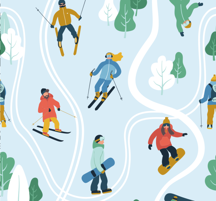 Tapet de pepinieră sporturi de iarnă jucăușe - TenStickers