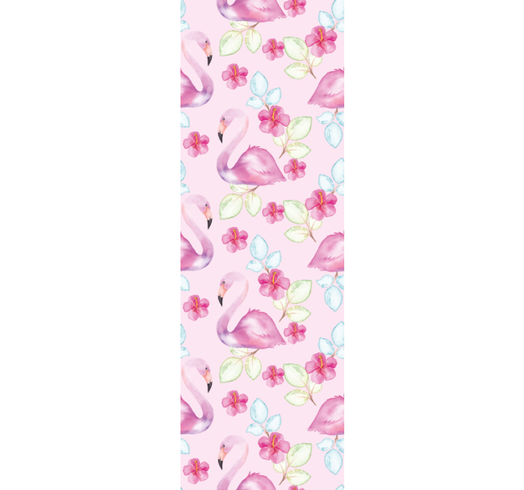 Tapet de animale flamingi florali - TenStickers