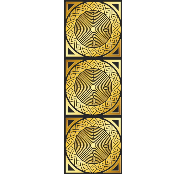 Tapet galben simetrie labirintică - TenStickers