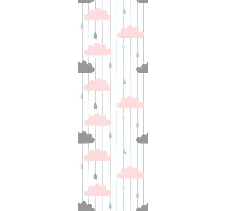 Tapet dormitor cu nori roz și gri - TenStickers