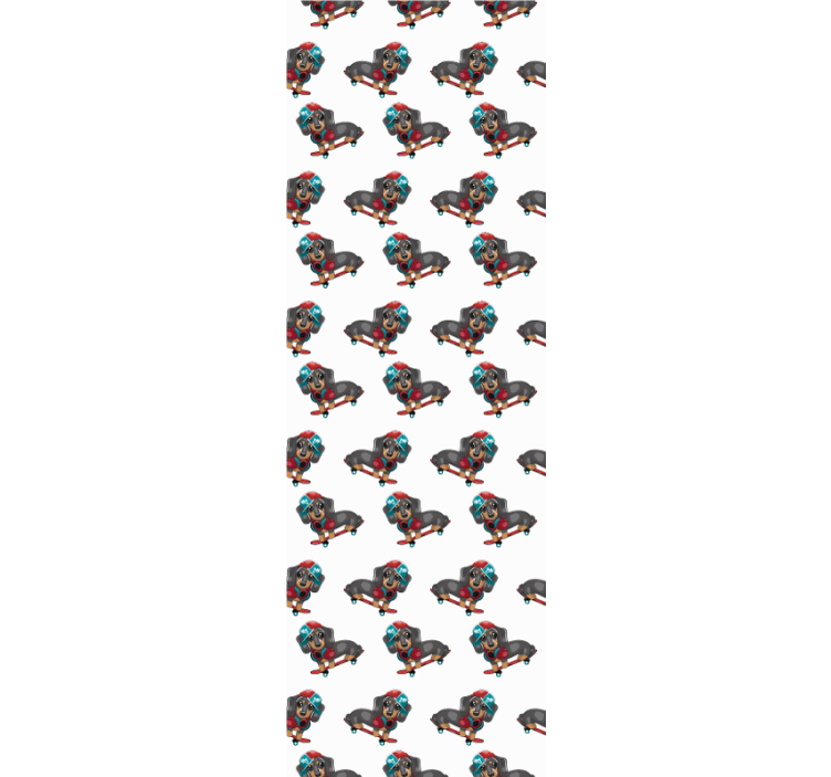 Câine cârnați pe un tapet de dormitor cu skateboard - TenStickers