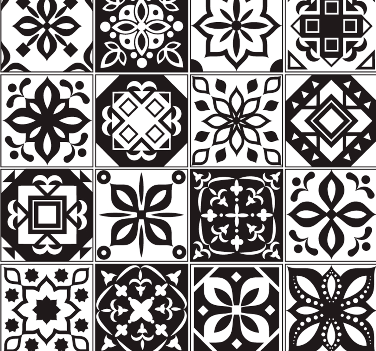 Arabesque - tapet ornamental alb-negru - TenStickers