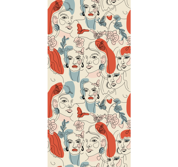 Fețe feminine pe tapet de fundal abstract - TenStickers