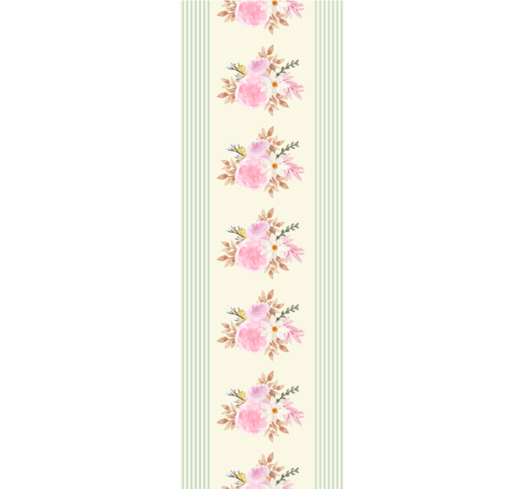Tapet floral design cu dungi florale - TenStickers