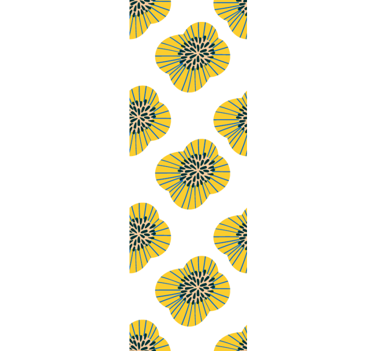 Tapet mare cu flori rotunde albastre și galbene - TenStickers