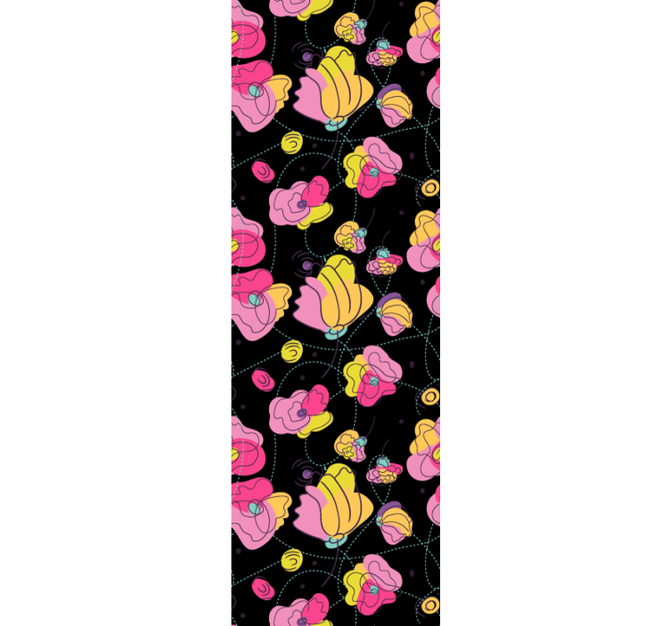 Tapet flori compoziție abstractă neagră - TenStickers