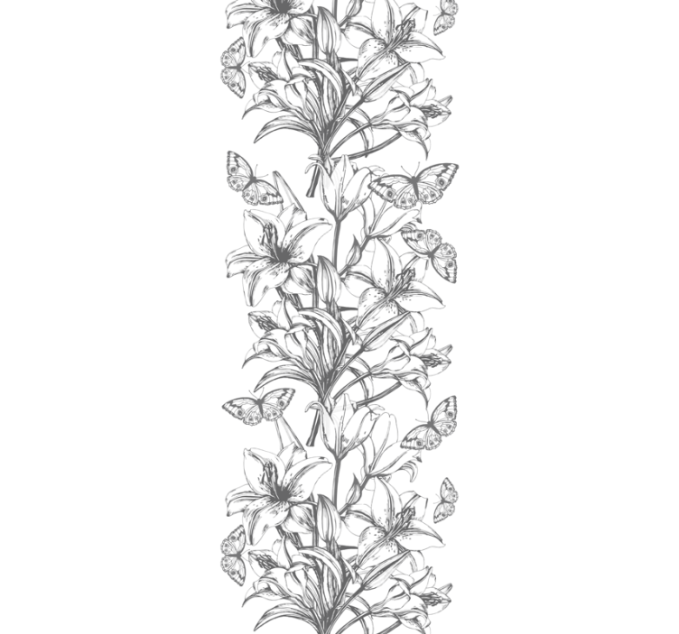 Tapet flori fluturi și crini - TenStickers