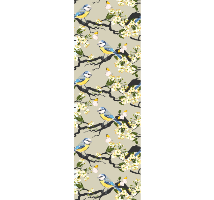 Tapet păsări ramuri de pițigoi albaștri - TenStickers