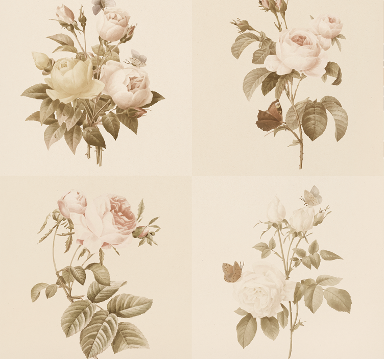 Tapet de intrare design plăci florale - TenStickers