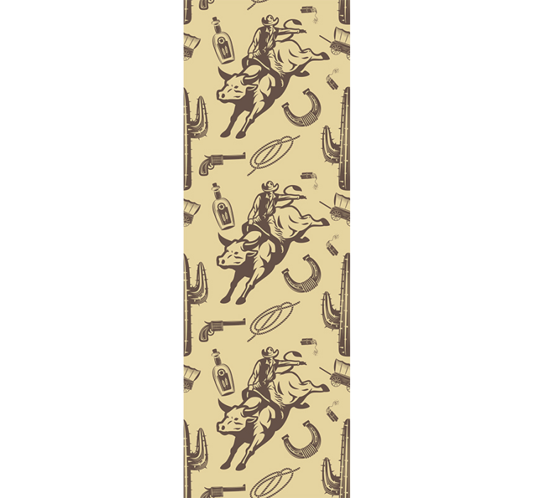 Cowboy călărind un tapet dormitor taur - TenStickers