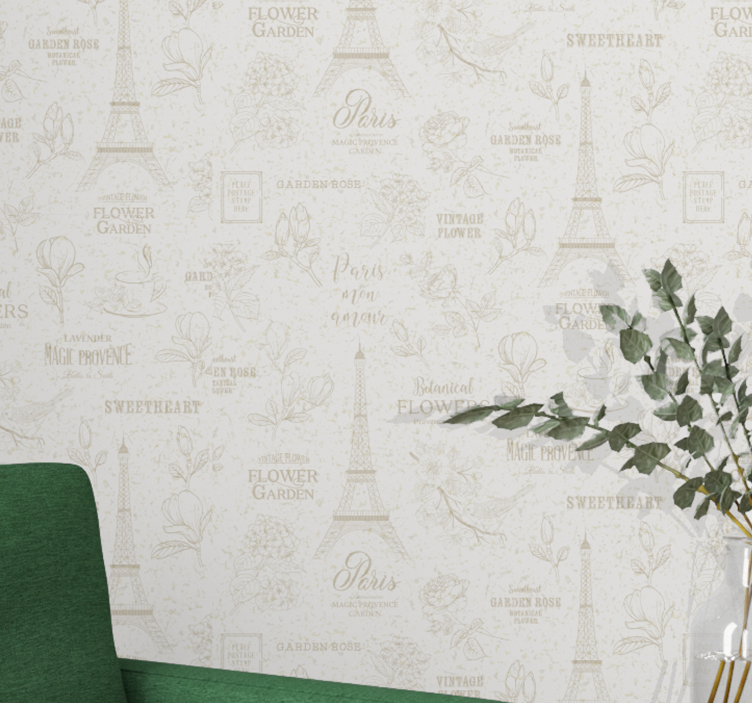 Tapet ornamental schiță florală din paris - TenStickers