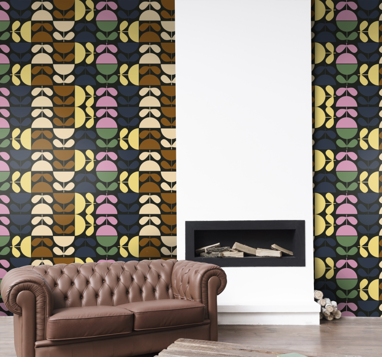 Tapet floral modele de frunze stilizate - TenStickers