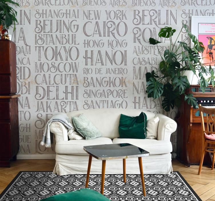 Orașele lumii tapet cu litere - TenStickers