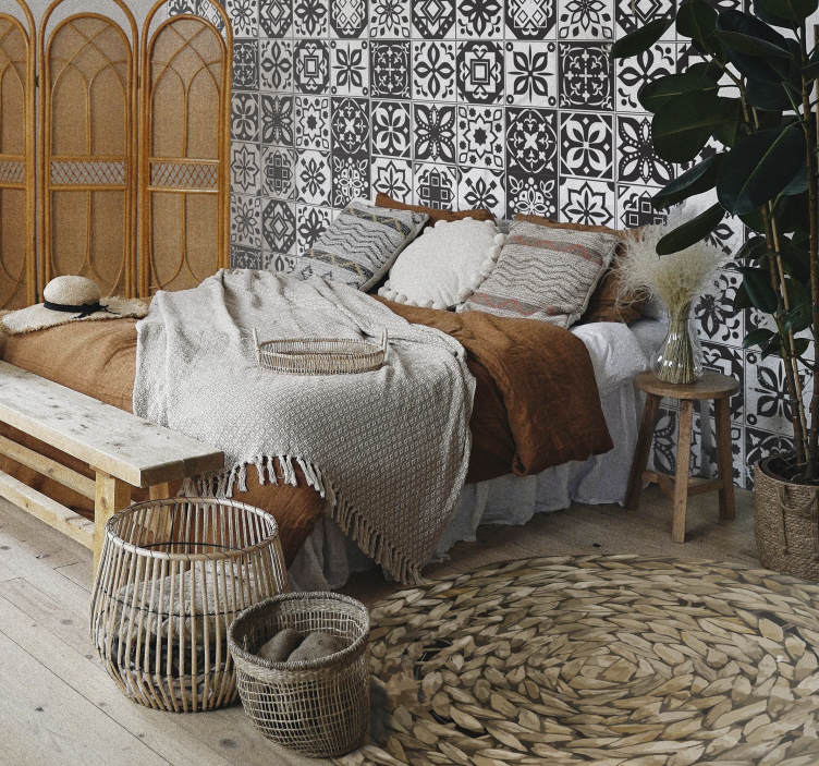 Arabesque - tapet ornamental alb-negru - TenStickers