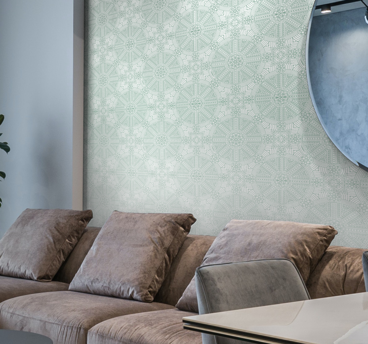 tapet dormitor model aztec boho verde - TenStickers