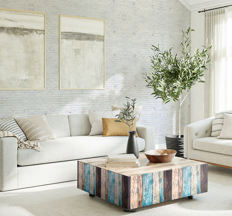 Model din cărămidă albă cu tapet vopsit uzat - TenStickers