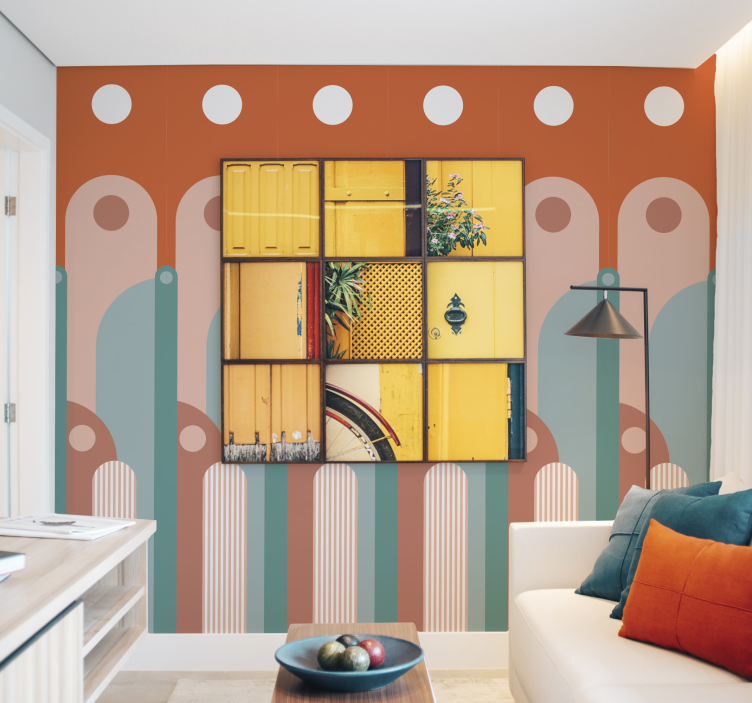 Tapet camera de zi forme geometrice curbate - TenStickers