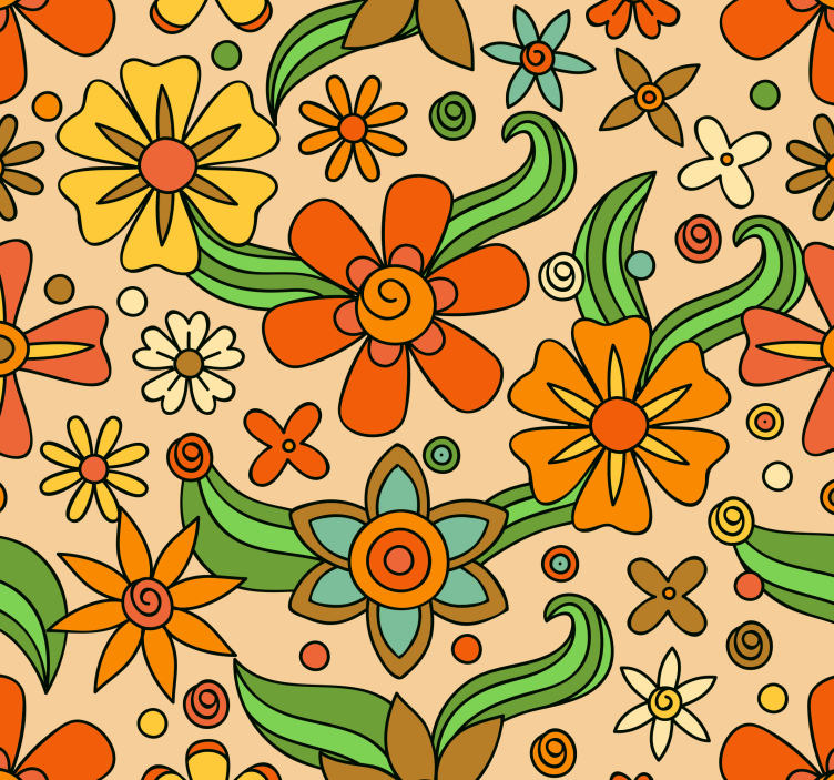 Tapet flori model floral retro - TenStickers