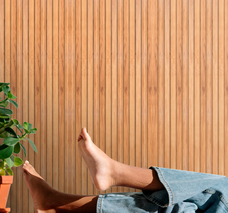 Tapet stil lemn vertical lamele din lemn de tec - TenStickers